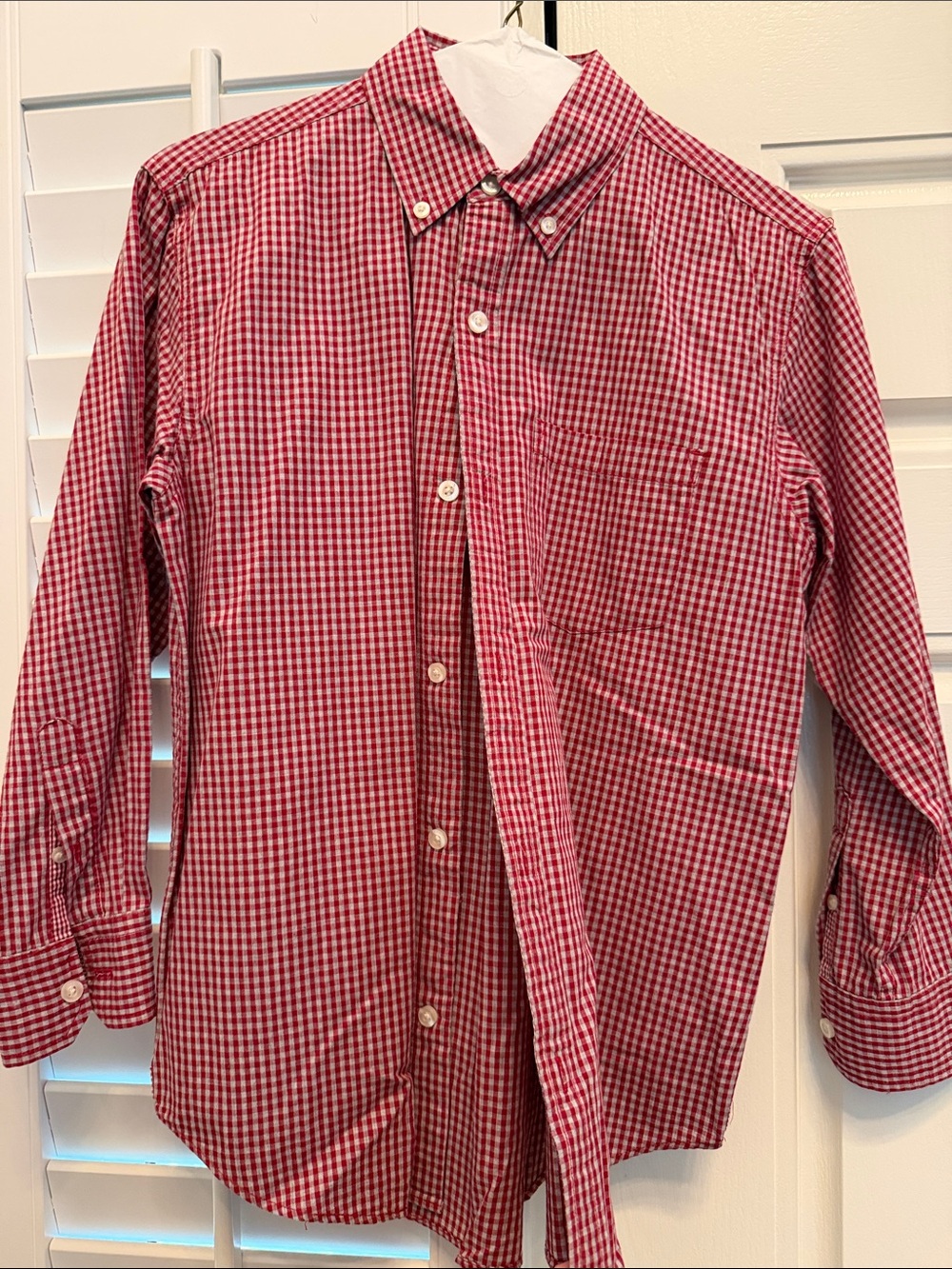 GAP Red and White Gingham Button-Down Shirt - boys